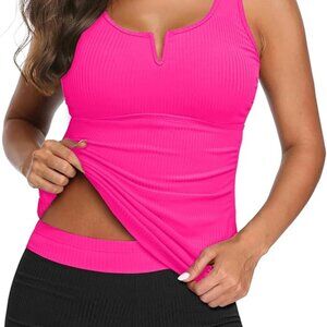 Daci Womens 2 Piece Tankini Swimsuit - Pink & Black Size Medium